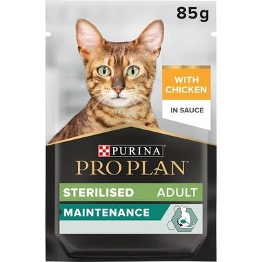 PRO PLAN STERILISED ADULT WET CAT FOOD WITH CHICKEN GRILLED IN GRAVY 26 X 85G